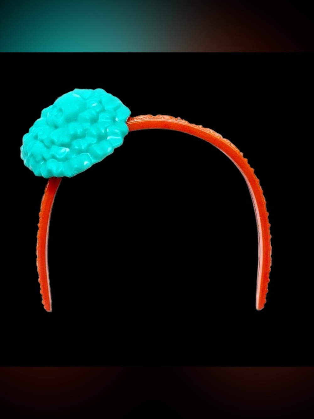 Turquoise Flower Accent Headband — Orange Band
